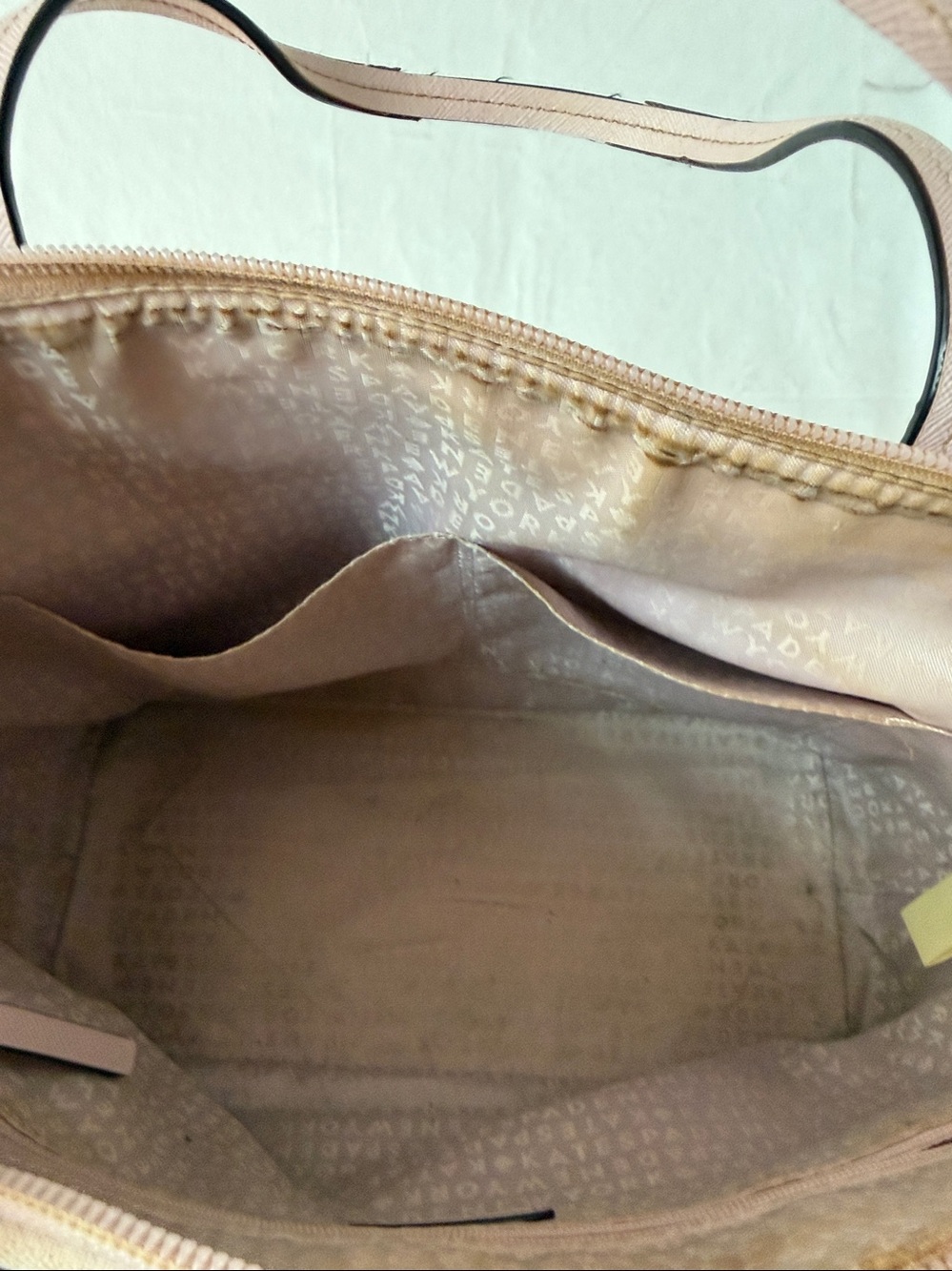 Kate Spade Polka Dot Tote Bag White Gold Large Shoulder Purse Cute Classic - Picture 6 of 10